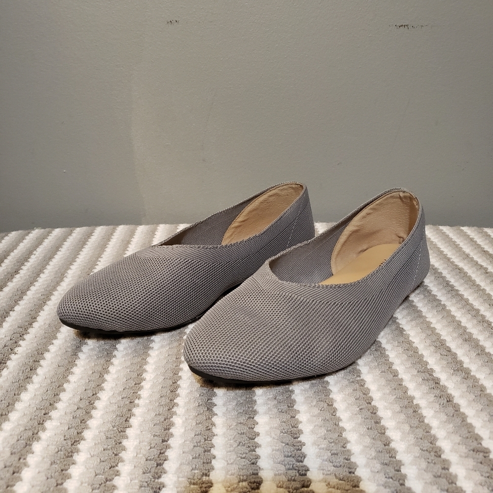 Ataiwee Women’s Gray Knit Ballet Flats Size 11 Slip-On Comfort Shoes
